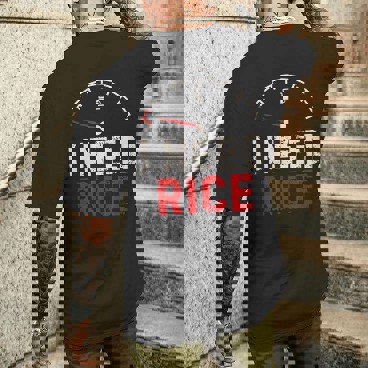 Vintage I Need Rice Lover レトロ 米 食べ物 好き メンズTシャツ バックプリント 彼への贈り物