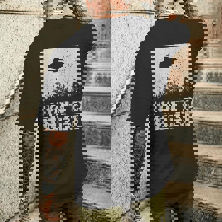 I Want To Believe I Aliens Ufo エリア 51 Roswell メンズTシャツ バックプリント 彼への贈り物