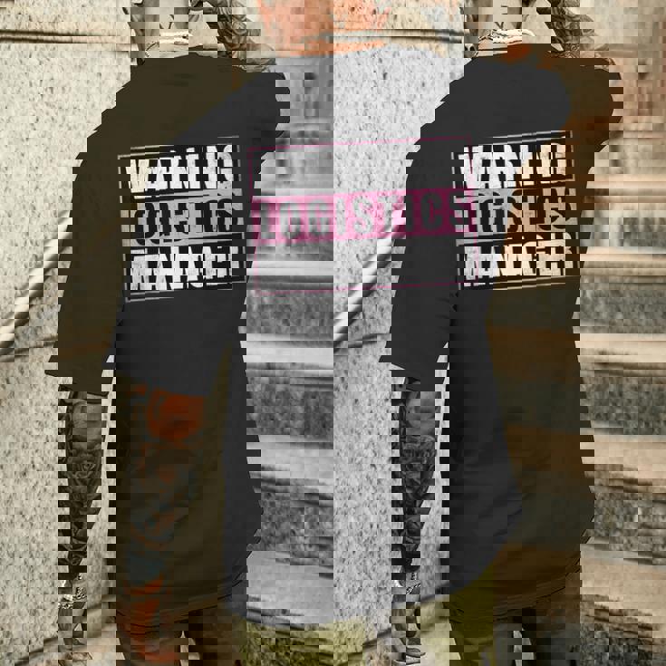 Warning Logistics Manager メンズTシャツ バックプリント 彼への贈り物