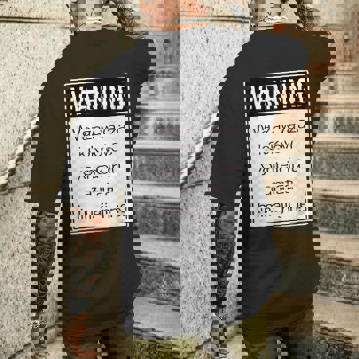 Warning 警告！【Anata Hima Jin】【英語 文字】ローマ字 メッセージ 面白い デザイン メンズTシャツ バックプリント 彼への贈り物