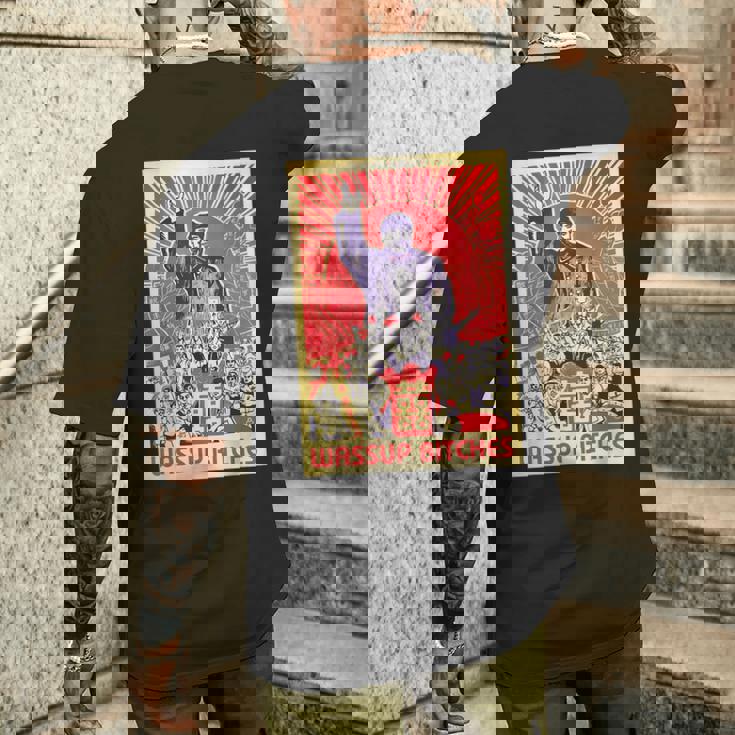 Wassup Bitches 毛沢東 中国共産主義宣伝ポスター メンズTシャツ バックプリント 彼への贈り物