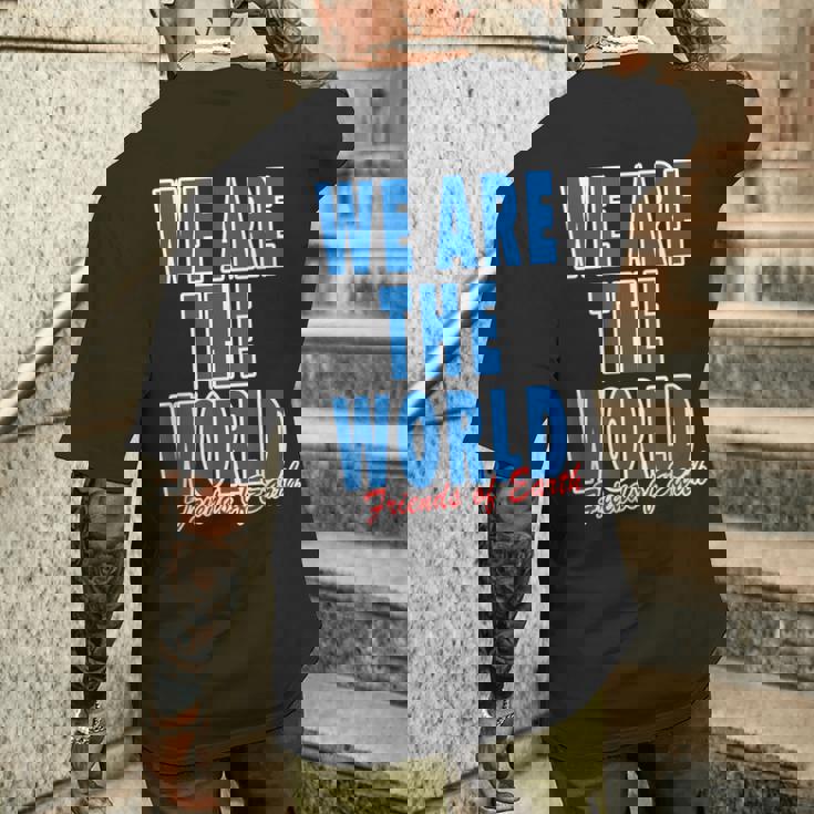 We Are The World ウィーアー ザ ワールド【英語 文字】80S パロディ メッセージ 面白い デザイン メンズTシャツ バックプリント 彼への贈り物