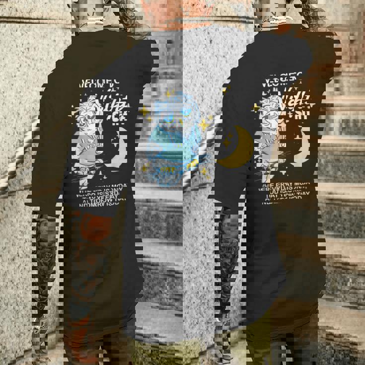 Willkommen Zur Nacht Arbeit Wo Jeder Tag Ein Monday Ist メンズTシャツ バックプリント 彼への贈り物