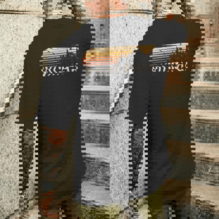 Woolrich Pa ヴィンテージ エバーグリーン サンセット 80年代 レトロ メンズTシャツ バックプリント 彼への贈り物