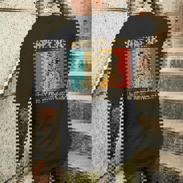 Wrestling It's What Do ビンテージレスリングレスラー メンズTシャツ バックプリント 彼への贈り物