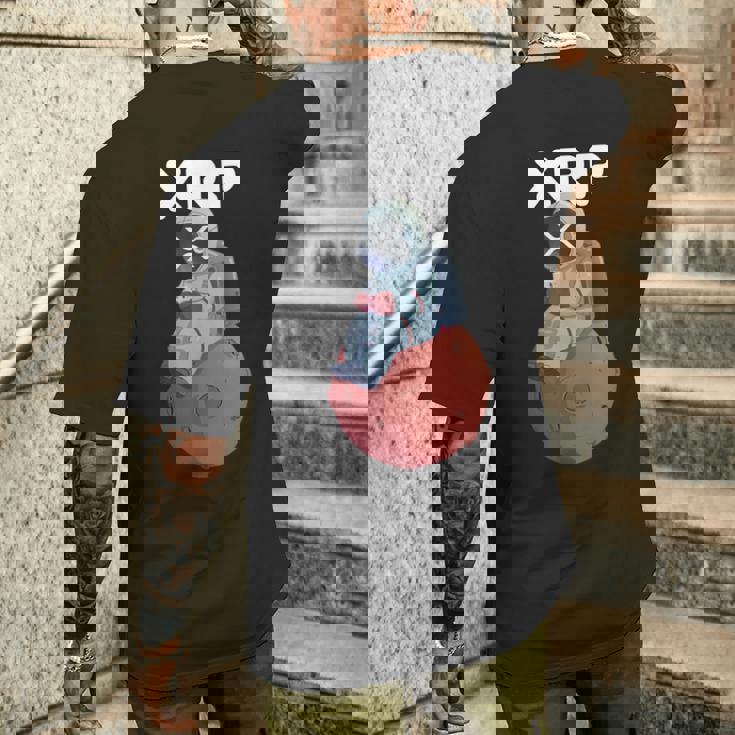 Xrpかわいい月の男暗号通貨電話トレーダー メンズTシャツ バックプリント 彼への贈り物