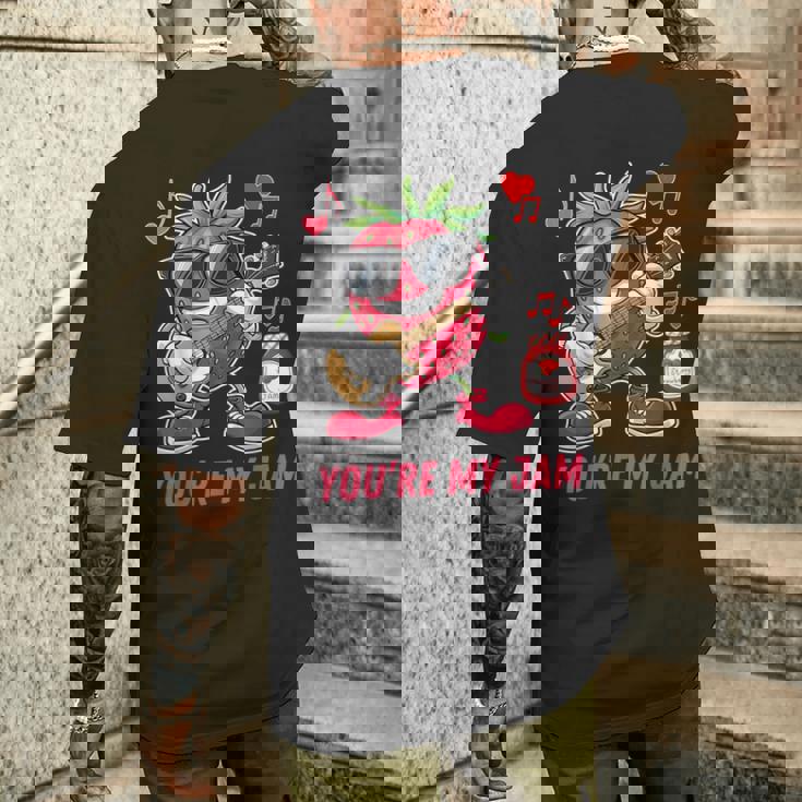 You're My Jam ファニーストロベリー ギターを弾く スイートハートジャム メンズTシャツ バックプリント 彼への贈り物