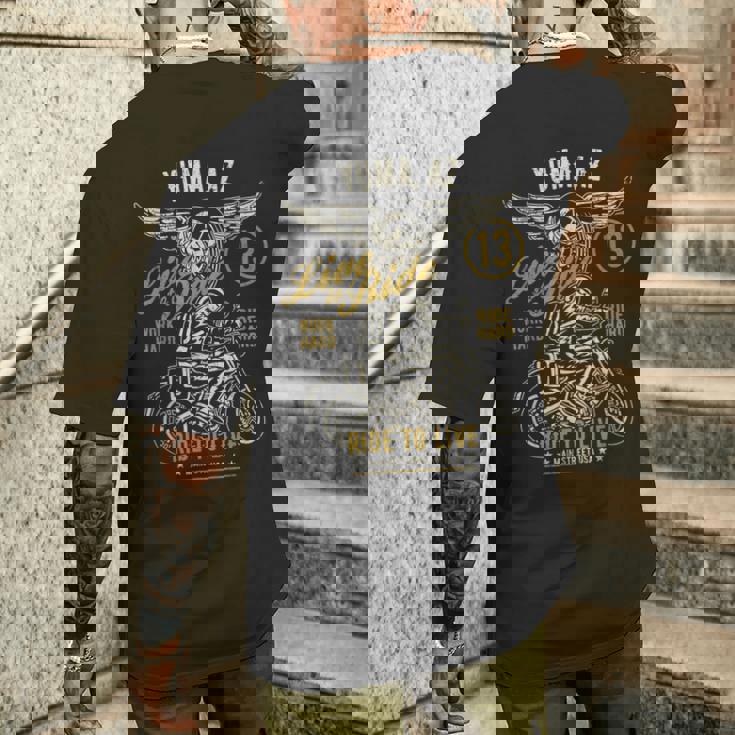 Yuma Az Usa アンティーク調スタイル オートバイデザイン メンズTシャツ バックプリント 彼への贈り物