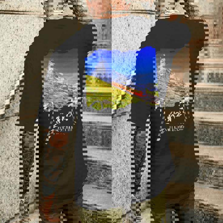 Zermatt お土産 マッターホルン ツェルマット メンズTシャツ バックプリント 彼への贈り物