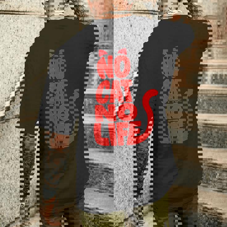 「No Cat No Life」シルエットキャット メンズTシャツ バックプリント 彼への贈り物