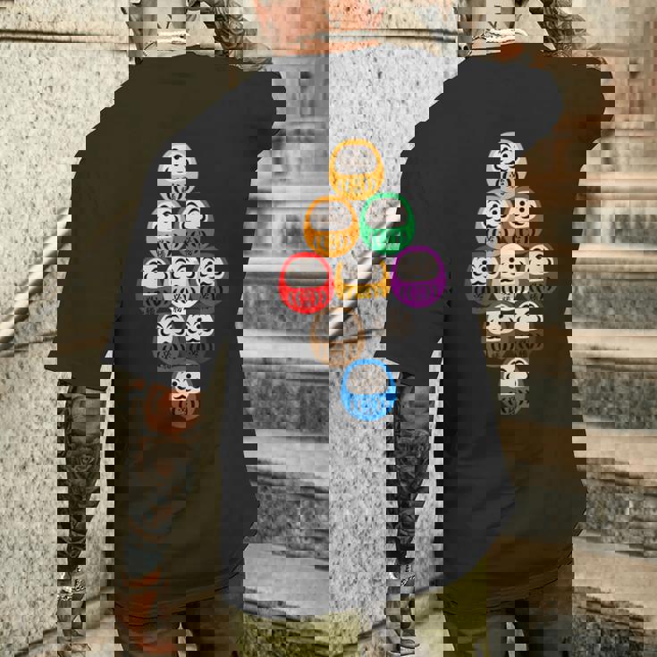 【だるま ナインボール】ビリヤード 必勝 文字入り ネタ ウケ狙い 面白い 球技 おもしろ ポーツ 和柄 お土産 変な メンズTシャツ バックプリント 彼への贈り物