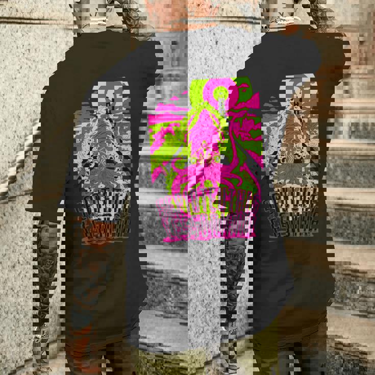 【アオリイカ】 海釣り イカ釣り ユニークイラスト アウトドア 【Sepioteuthis Lessoniana】 メンズTシャツ バックプリント 彼への贈り物