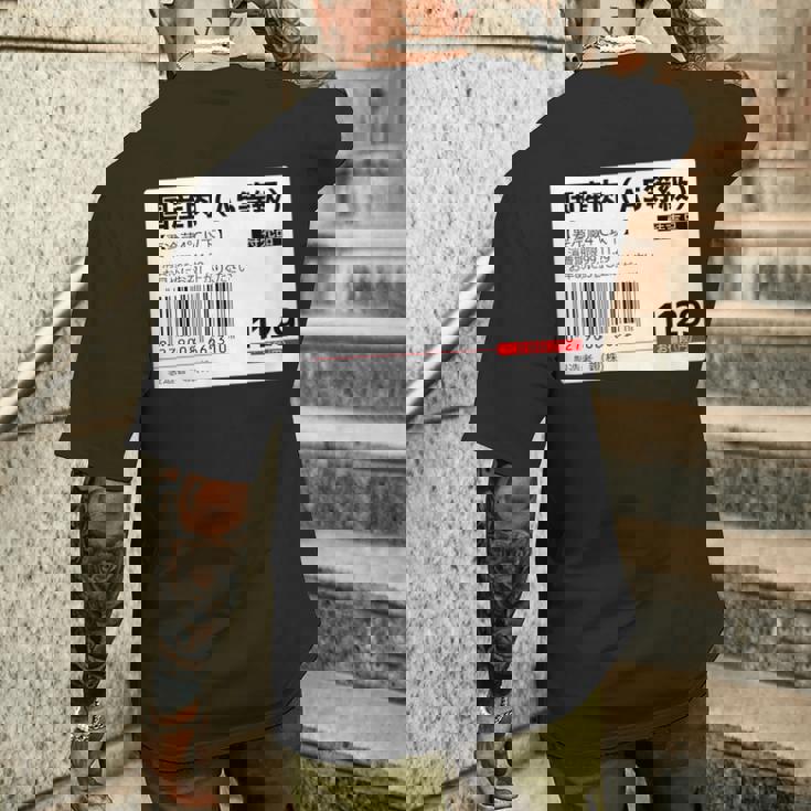 【国産肉】スーパー おもしろ 面白い お笑い ユーモア ギャグ ネタ ウケ狙い 笑える 変な 文字入れ 文字入り 肉 メンズTシャツ バックプリント 彼への贈り物