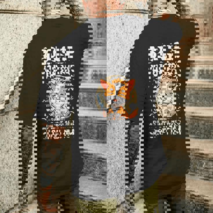 あなたの犬をブラッシングして、私はそれらを剃る必要はありません メンズTシャツ バックプリント 彼への贈り物