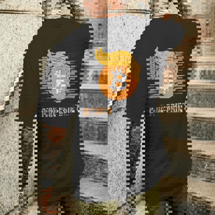 ありがとうトランプアメリカ ビットコインプレジデント就任式ジョーク メンズTシャツ バックプリント 彼への贈り物