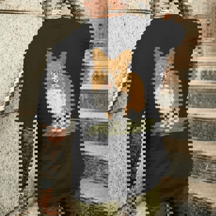 いぬ シェルティ 子犬 ペット かわいい 動物 イラスト メンズTシャツ バックプリント 彼への贈り物