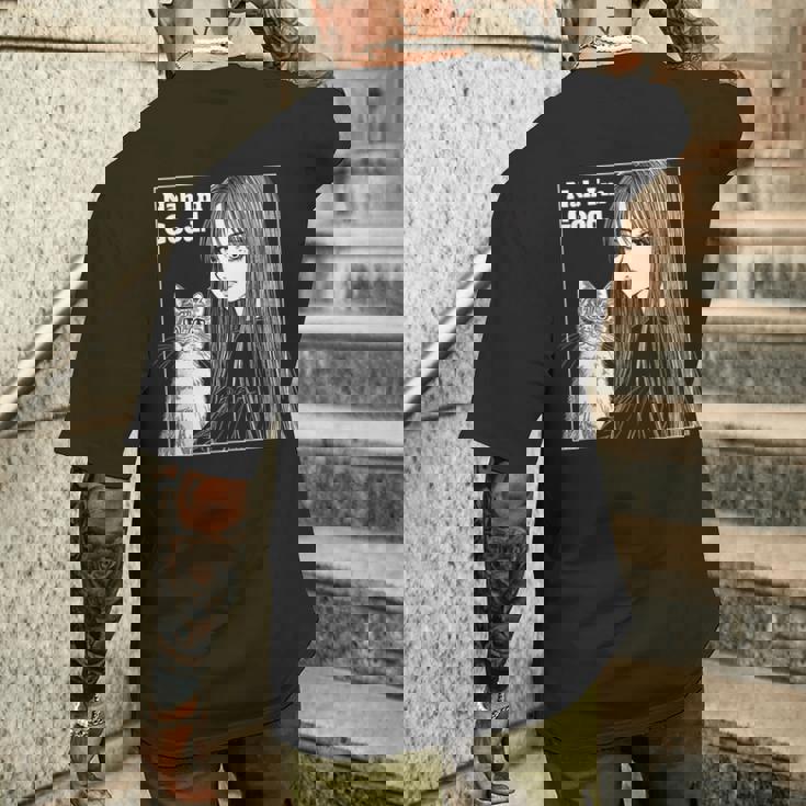 いや 猫と一緒にいい女 80年代 アニメ ヴィンテージ 漫画 メンズTシャツ バックプリント 彼への贈り物