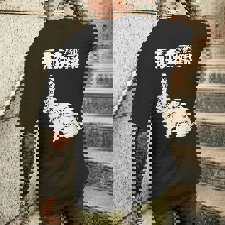 うさぎの撫で方解説 ウサギ好き うさぎ好き うさぎの飼い主 おもしろ うさぎ 兎 メンズTシャツ バックプリント 彼への贈り物