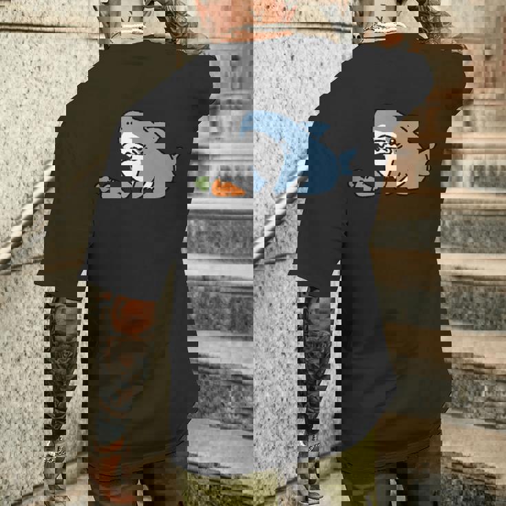 うシャぎ サメウサギ おもしろ 変な メンズTシャツ バックプリント 彼への贈り物