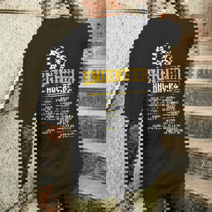 おかしいエンジニア時給工学設計労務レート メンズTシャツ バックプリント 彼への贈り物