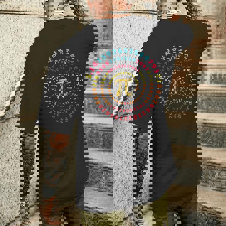 おかしい円周率日スパイラル 314 円周率記号数学教師 メンズTシャツ バックプリント 彼への贈り物