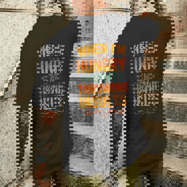 おかしな食べ物好きの言葉、私が空腹になるとき メンズTシャツ バックプリント 彼への贈り物