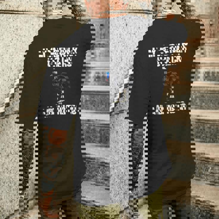 おもしろい俺のヒクイドリが呼んでるし、私は鳥に行かな メンズTシャツ バックプリント 彼への贈り物