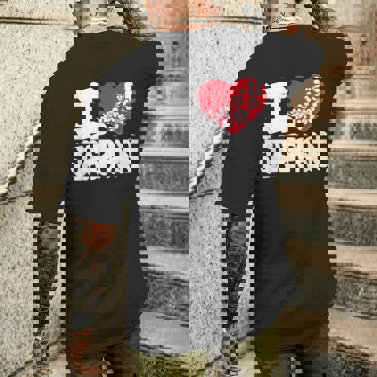 おもしろい日本の国旗 愛 日本のフランスの旗 I Love Japan Meme メンズTシャツ バックプリント 彼への贈り物