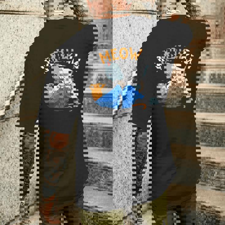 おもしろい柔術猫 柔術愛好者 柔術猫 メンズTシャツ バックプリント 彼への贈り物