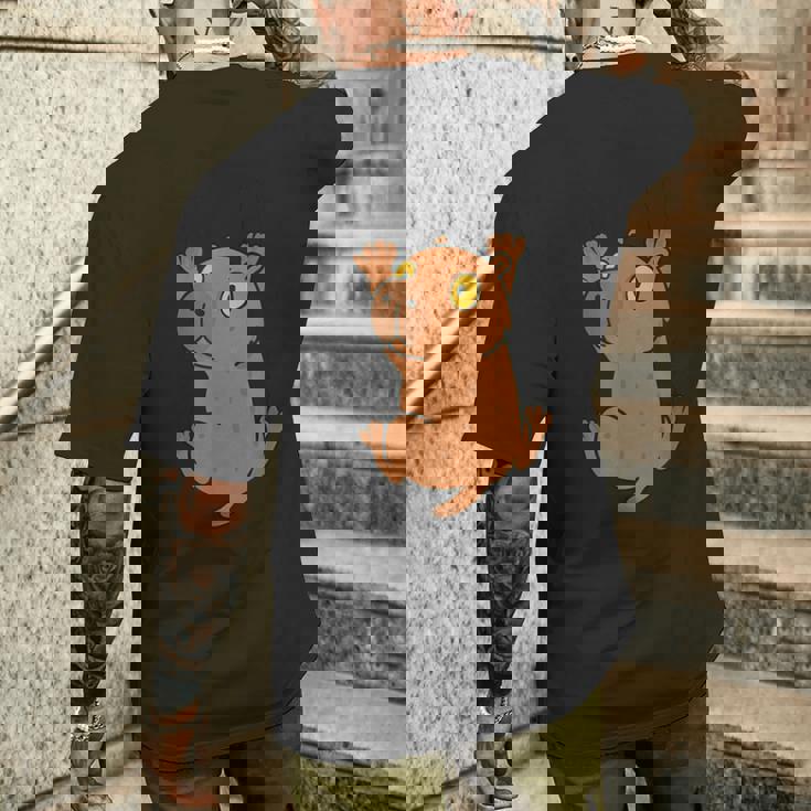 おもしろカピバラ ぶら下げ 傷 ママ パパ キッズ メンズTシャツ バックプリント 彼への贈り物