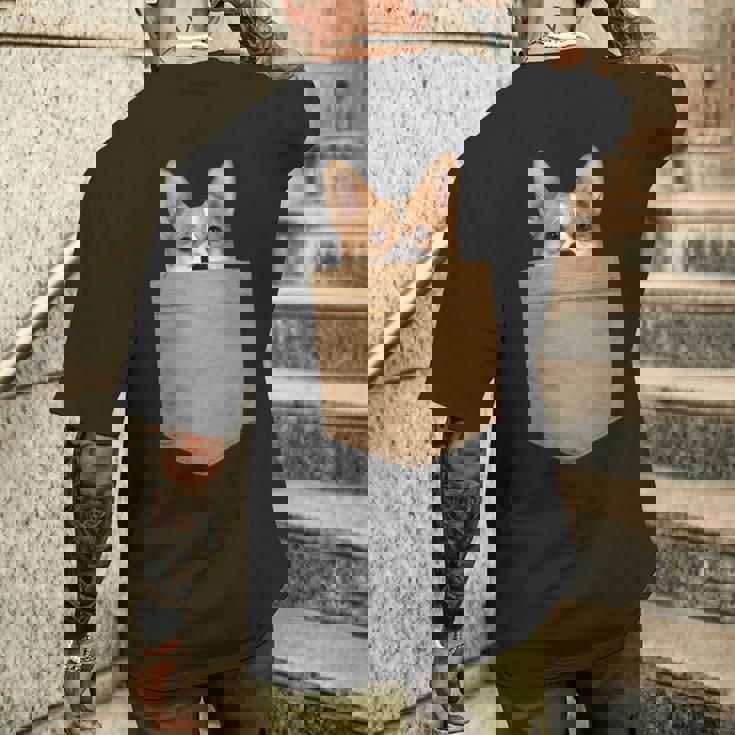 おもしろ犬好きギフトウェルシュ・コーギー・イン・マイ・ユア・ポケット メンズTシャツ バックプリント 彼への贈り物