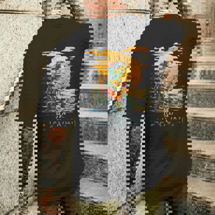 かわいい トロピカル ヒロ ハワイ ウミガメ お土産 メンズTシャツ バックプリント 彼への贈り物