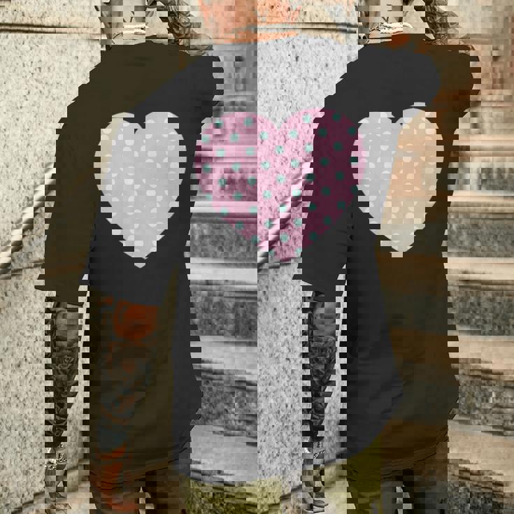 かわいい ライトブルー ピンク 水玉模様 ミニマリスト グラフィック メンズTシャツ バックプリント 彼への贈り物