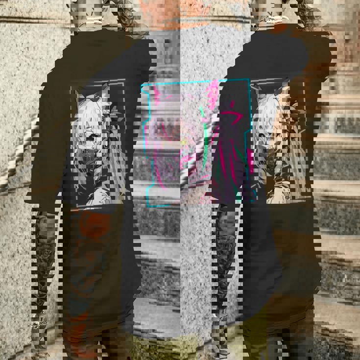 かわいい 日本の漫画 アニメ 美学 サイバーパンク テックウェア メンズTシャツ バックプリント 彼への贈り物