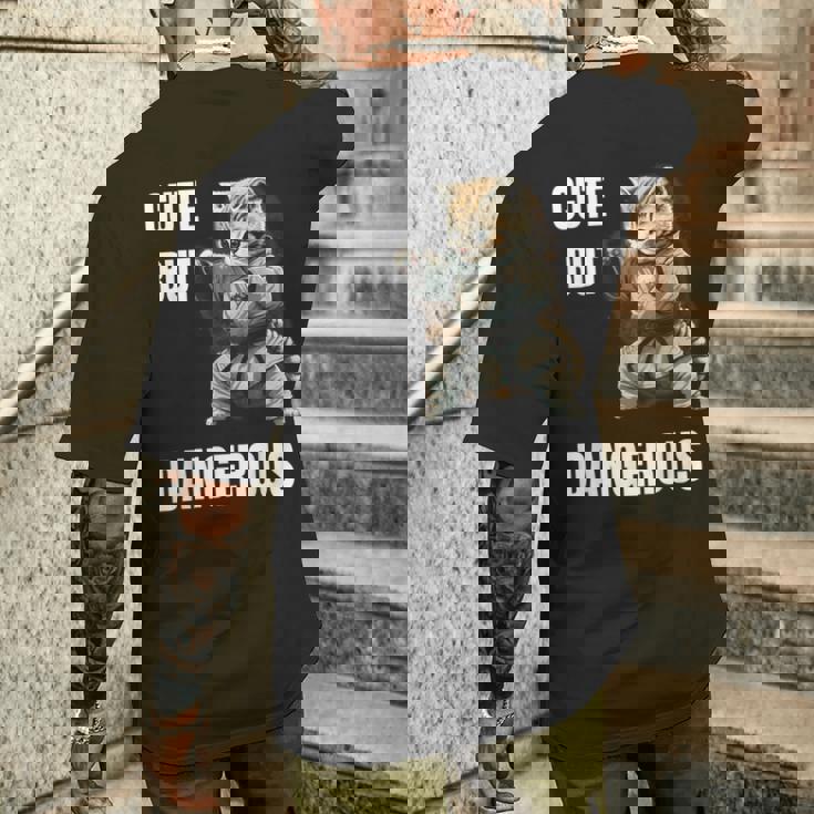 かわいいけど危険な空手 面白い テコンドー 猫 格闘技 メンズTシャツ バックプリント 彼への贈り物