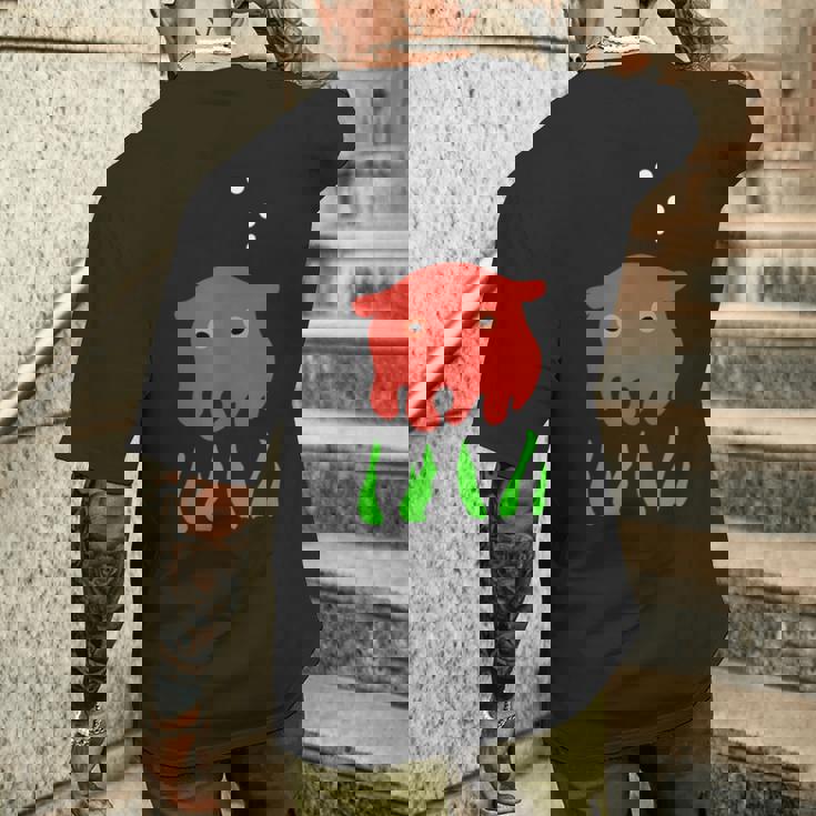 かわいいめんだこシーライフ メンズTシャツ バックプリント 彼への贈り物