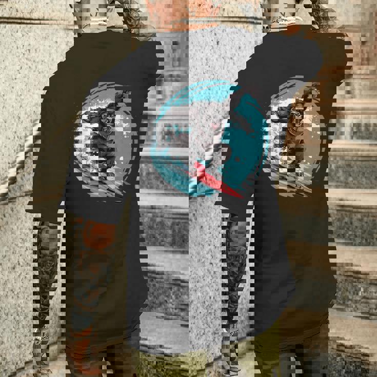 かわいいゴリラサーフィン メンズTシャツ バックプリント 彼への贈り物