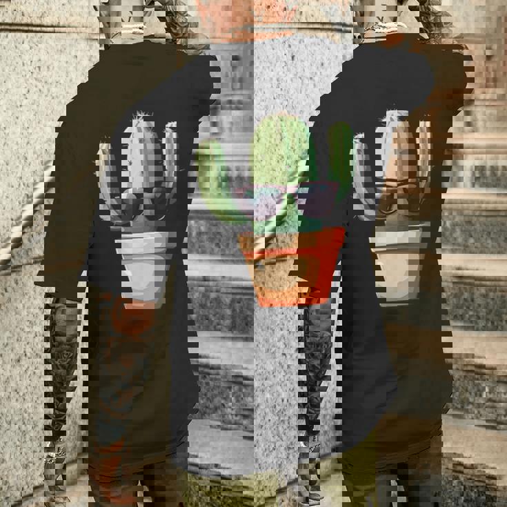 かわいいサボテン 鉢植え サボテン メンズTシャツ バックプリント 彼への贈り物