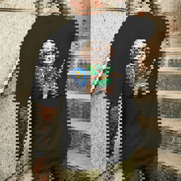 かわいいシーズー犬 レトロビデオゲームキャラクター メンズTシャツ バックプリント 彼への贈り物