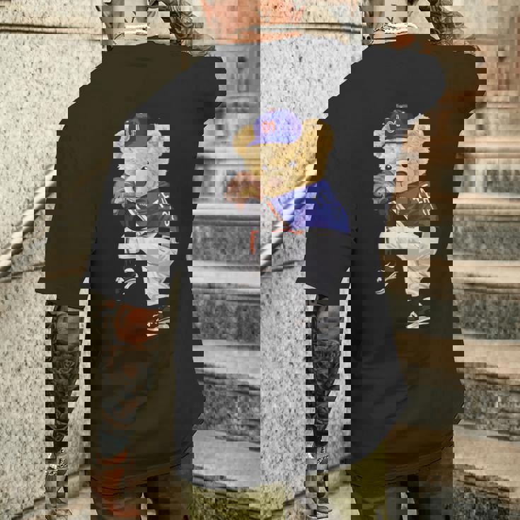 かわいいテディベア 野球ジャグ スウェットシャツ メンズTシャツ バックプリント 彼への贈り物