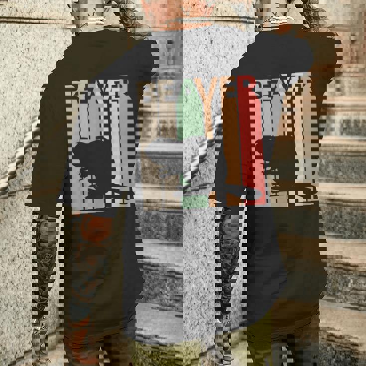 かわいいビーバーの動物 メンズTシャツ バックプリント 彼への贈り物