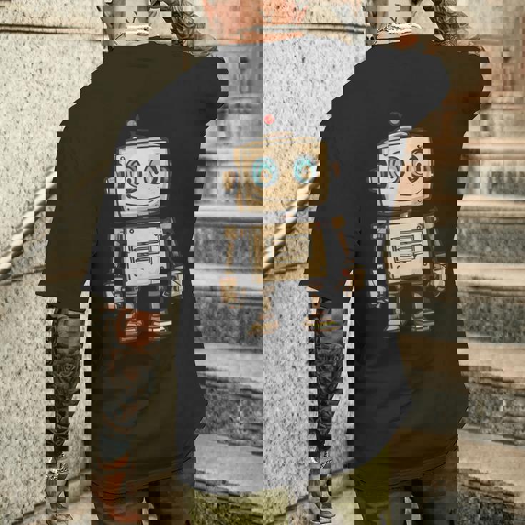 かわいい小さなロボット、ビンテージキッズロボット メンズTシャツ バックプリント 彼への贈り物