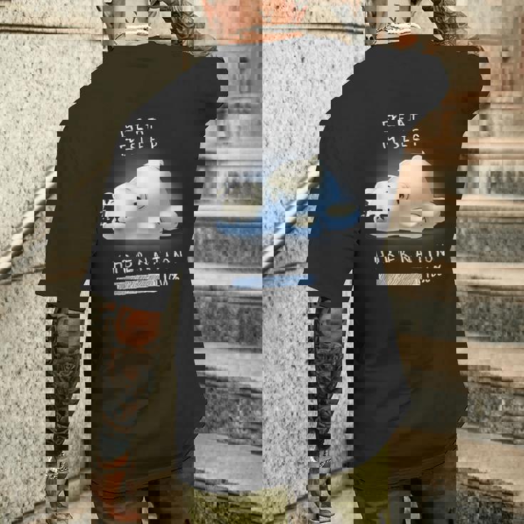 かわいい怠け者のシロクマの冬眠 メンズTシャツ バックプリント 彼への贈り物