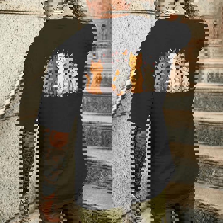 かわいい漫画の猫のイラスト メンズTシャツ バックプリント 彼への贈り物