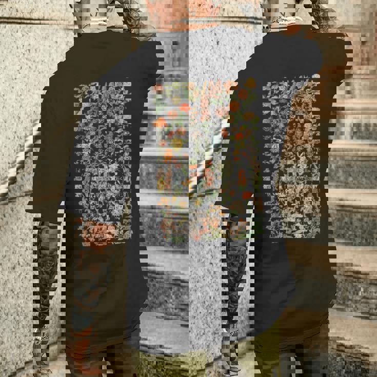 かわいい花 ビンテージ ボタニカル 花のイラスト メンズTシャツ バックプリント 彼への贈り物