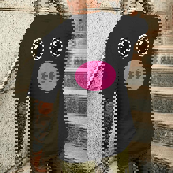 かわいい豚の顔 ピンクの鼻 面白い動物愛好家コスチューム メンズTシャツ バックプリント 彼への贈り物