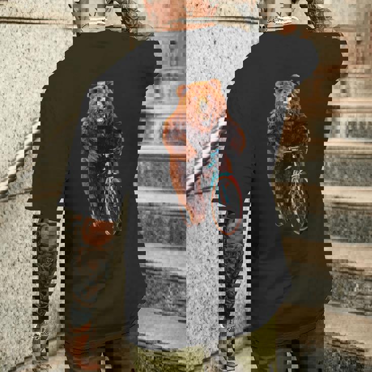 くま 熊 ベア 自転車 メンズTシャツ バックプリント 彼への贈り物