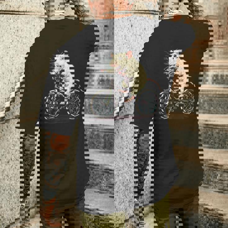 げっ歯類と白いネズミ愛好家のためのクールなサイクリングラット メンズTシャツ バックプリント 彼への贈り物