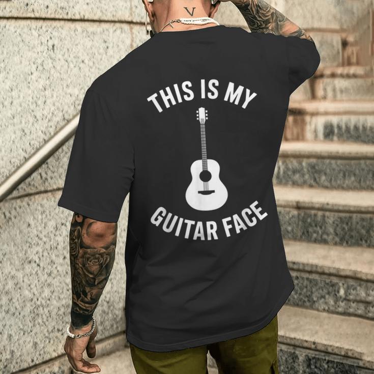 これは私のギターフェイスです ミュージシャン ギタリスト アコースティックギター メンズTシャツ バックプリント 彼への贈り物