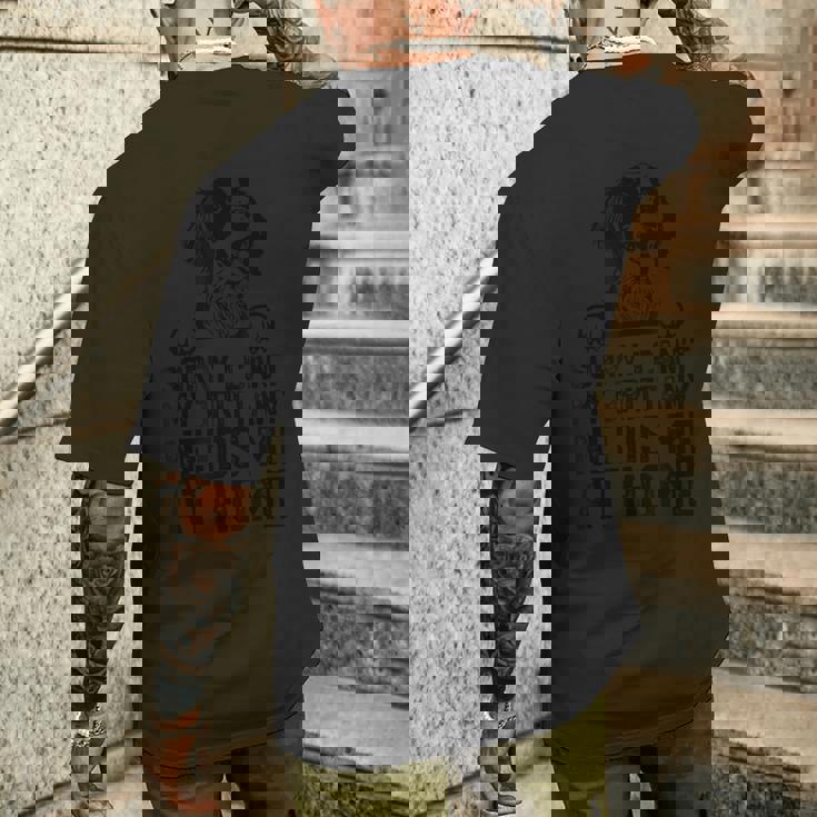 ごめんなさい、うちのブリタニー・スパニエルが家に私を必要としてくれません メンズTシャツ バックプリント 彼への贈り物